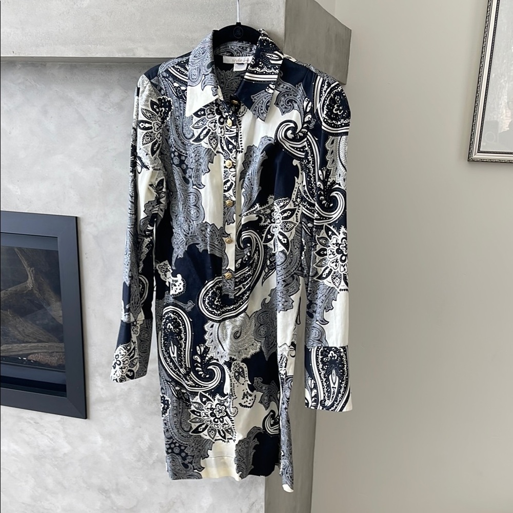 Black and White Paisley Shirt Dress